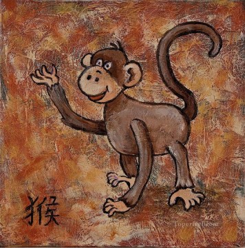 Funny Pets Painting - Chinese year of the monkey facetious humor pet
